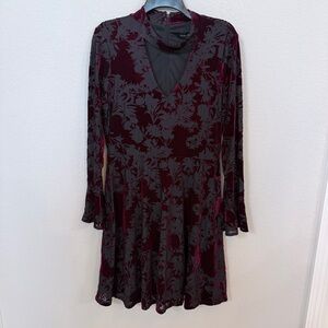 Ivanka Trump Burgundy Floral Long Sleeve Dress